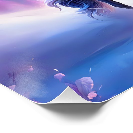 Zwarte eenhoorn in een dromerig winterlandschap perfect poster (Hoek)