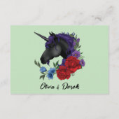 Zwarte eenhoorn Paarse rode salie bloemen Informatiekaartje (Achterkant)