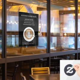 Zwarte Eenvoudige Koffiekop Zakelijke Openingsuren Raamsticker
