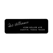 Zwarte Eenvoudige naam van script-terugzetadreslab Etiket (Voorkant)