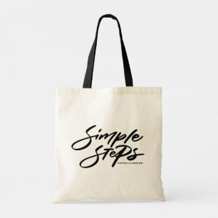 Zwarte Eenvoudige Stappen Citaat Moderne Calligraf Tote Bag