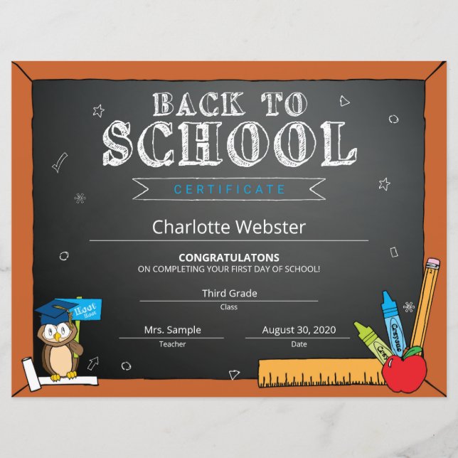 Zwarte eerste dag voorschoolse inschrijving Terug  (Voorkant)