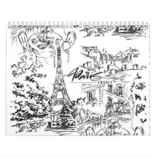 Zwarte Eiffeltoren Toile Kalender