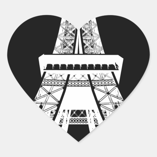 Zwarte Eiffeltower - Afbeelding Hart Sticker (Voorkant)