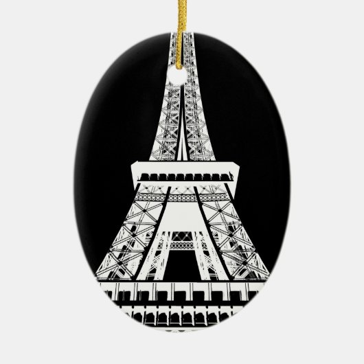 Zwarte Eiffeltower - Afbeelding Keramisch Ornament (Voorkant)