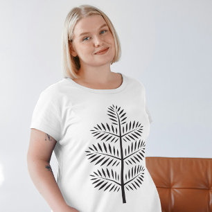 Zwarte Elegant Botanische Tropische Branch Vrouwen T-shirt