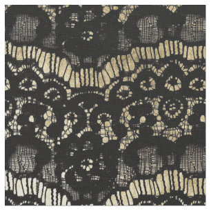 zwarte elegant franse flora faux goud stof