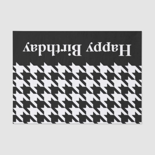 Zwarte Elegant Houndstooth met aangepaste tekst Tissuepapier (Voorkant)