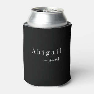 Zwarte Elegant Minimalist Script Name Persoonlijk Blikjeskoeler