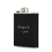 Zwarte Elegant Minimalist Script Name Persoonlijk Heupfles (Links)