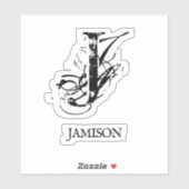 Zwarte Elegant Monogram Naam iPad Cover Sticker (Vel)