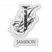 Zwarte Elegant Monogram Naam iPad Cover Sticker (Voorkant)