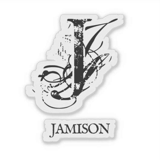 Zwarte Elegant Monogram Naam iPad Cover Sticker (Voorkant)