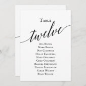 Zwarte Elegant Script Table Number 12 Seating Char Kaart (Voorkant / Achterkant)