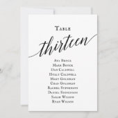 Zwarte Elegant Script Table Number 13 Seating Char Kaart (Voorkant)