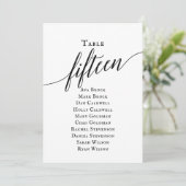 Zwarte Elegant Script Table Number 15 Seating Char Kaart (Staand voorkant)