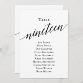 Zwarte Elegant Script Table Number 19 Seating Char Kaart (Voorkant / Achterkant)