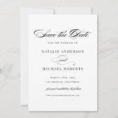 Zwarte Elegant Script Typografie Save The Date (Voorkant)