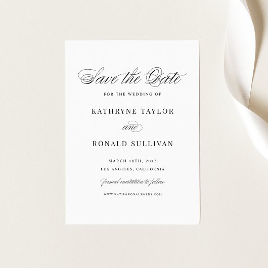 Zwarte Elegant Script Typografie Save The Date