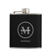 Zwarte elegant Wedding Monogram Groomsman