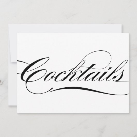 Zwarte Elegante Calligraphy Cocktails Trouwkaart Kaart (Voorkant)