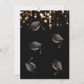 Zwarte elegante dubbele Celebration Graduation Par Kaart (Achterkant)