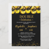 Zwarte elegante dubbele verjaardag Soiree uitnodig Kaart (Voorkant)