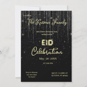 Zwarte Elegante Eid-viering Eid-feest uitnodiging