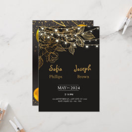 Zwarte Elegante Minimalistische Huwelijksuitnodigi Kaart