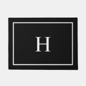 Zwarte Elegante Moderne Monogram Deurmat (Voorkant)