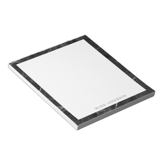 zwarte elegante monogram notitieblok (Schuin)