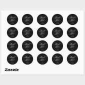 Zwarte Elegante Script Afstudeer Dankjewel Ronde Sticker (Vel)
