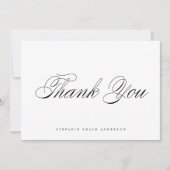 Zwarte Elegante Script Afstuderen Bedankkaart (Voorkant)