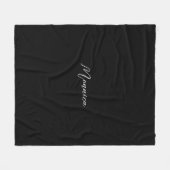 Zwarte Elegante Script Fleece Deken (Voorkant (Horizontaal))