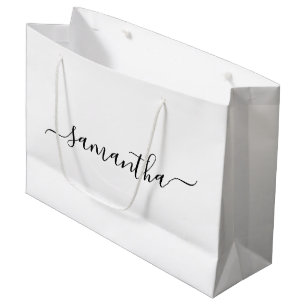 Zwarte Elegante Script Handtekening Naam Groot Cadeauzakje