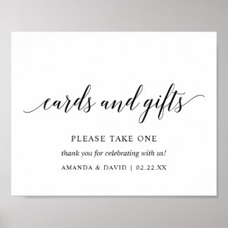 Zwarte Elegante Typografie Huwelijkskaart cadeau B Poster