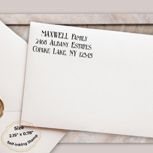 Zwarte Elegante Typografie Naam Retouradres Zelfinktende Stempel