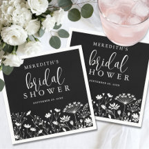 Zwarte Elegante Wilde Bloemen Bruidsdouche