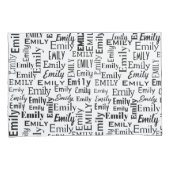 Zwarte EMILY naam op wit Kussensloop (Voorkant-Rechts)