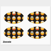 zwarte emojis ovale sticker (Vel)