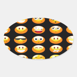 zwarte emojis ovale sticker
