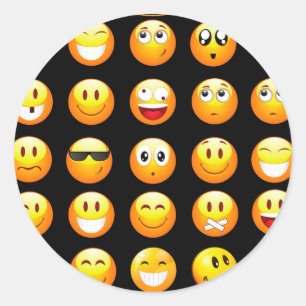 zwarte emojus ronde sticker