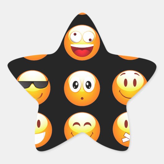 zwarte emojus ster sticker (Voorkant)