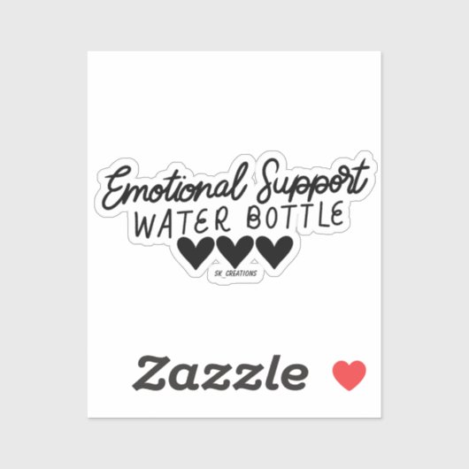 Zwarte Emotionele Ondersteuning Waterfles Sticker (Vel)