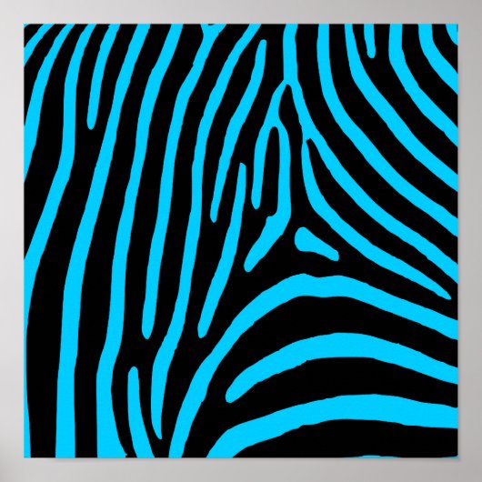 Zwarte en Aqua Zebra Stripes Poster (Voorkant)