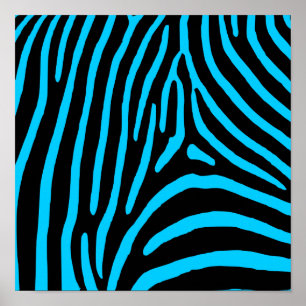 Zwarte en aqua zebrastrepen poster