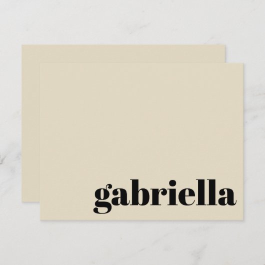 Zwarte en beige oude Typografie Persoonlijke naam Notitiekaartje (Voorkant / Achterkant)