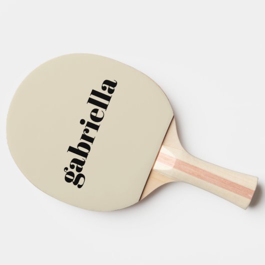 Zwarte en beige oude Typografie Persoonlijke naam Tafeltennisbatje (Zijkant)