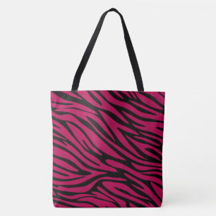 Zwarte en besrood zebrapatroon grote tas