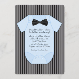 Zwarte en blauwe babyborrel met streepjesmotief kaart